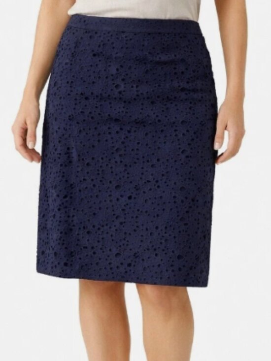 Boden Dresses & Skirts - Boden Navy Eyelet Embroidered Skirt A-Line Feminine Cotton Size 6